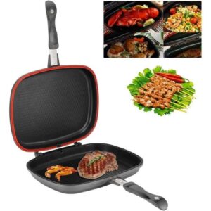 dessini hot sale heavy double pan /meat grill non stick aluminum die cast two sided double grill non stick pressure pan black 40cm*15cm*8cm