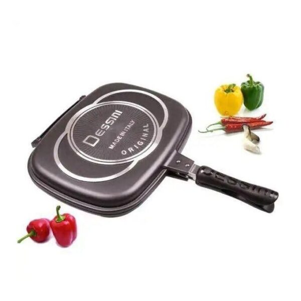 dessini hot sale heavy double pan /meat grill non stick aluminum die cast two sided double grill non stick pressure pan black 36cm*15cm*8cm