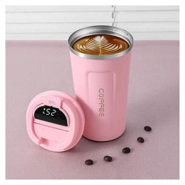 hot sale 510ml thermos coffee mug temperature display vacuum flask, stainless steel vacuum insulated thermal mug double wall travel tea, coffee mug with leak proof lid & temperature display insulated hot & cold mug 510 ml,multicolor