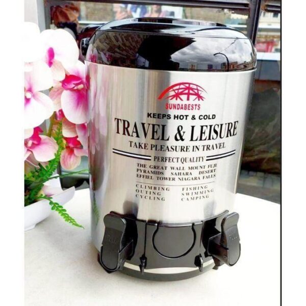 sundabests hot sale travel hot & cold double tap food flask 9.5 l tea urn