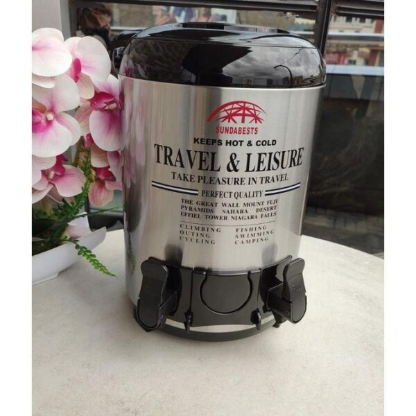 sundabests hot sale travel hot & cold double tap food flask 9.5 l tea urn