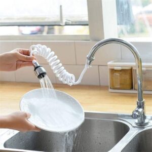 hot sale 360° rotatable anti splash water saving tap faucet extender, home kitchen faucet extension extender long spiral hose portable pull able foaming shower faucet kitchen sink accessory