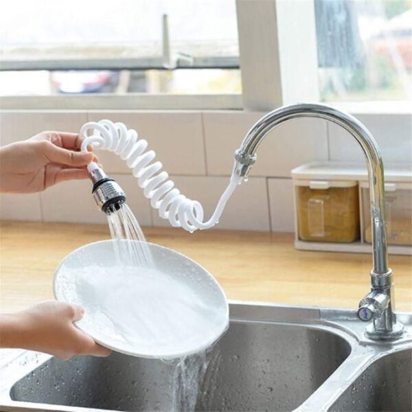 hot sale 360° rotatable anti splash water saving tap faucet extender, home kitchen faucet extension extender long spiral hose portable pull able foaming shower faucet kitchen sink accessory