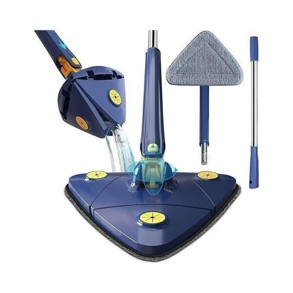 360° self squeezing spin mop, rotatable cleaning mops adjustable triangle floor cleaner mop with stainless steel long handle push pull squeezing cleaning mop dry & wet mop for floor cleaning mop, multicolor
