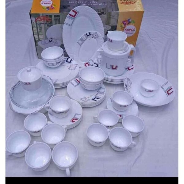 sundabests classic deluxe heat resistant 58pcs gold ceramic exquisite dinnerware set, multicolor