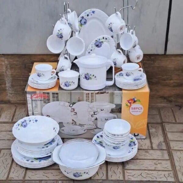 sundabests classic deluxe heat resistant 58pcs gold ceramic exquisite dinnerware set, multicolor