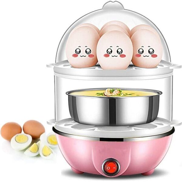 hot sale rapid egg cooker egg boiler for hard boiled and poached eggs safe egg poacher with auto shut off egg steamer 2 tier 14 egg capacity tray, multicolor