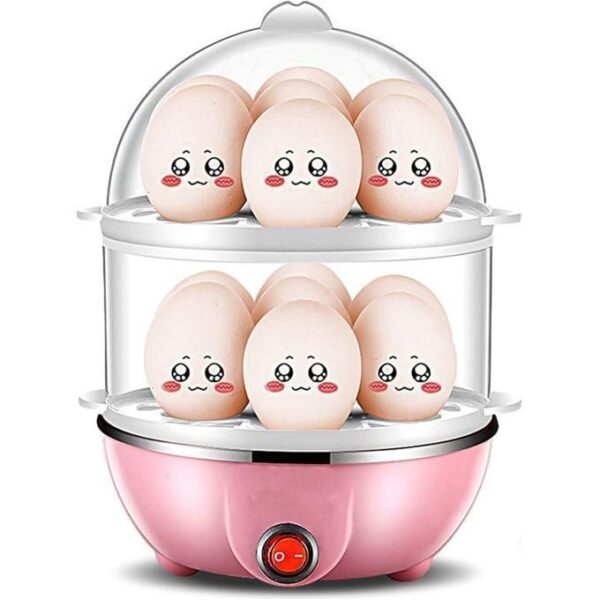 hot sale rapid egg cooker egg boiler for hard boiled and poached eggs safe egg poacher with auto shut off egg steamer 2 tier 14 egg capacity tray, multicolor