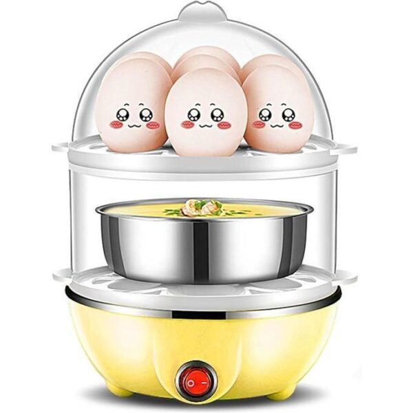 hot sale rapid egg cooker egg boiler for hard boiled and poached eggs safe egg poacher with auto shut off egg steamer 2 tier 14 egg capacity tray, multicolor