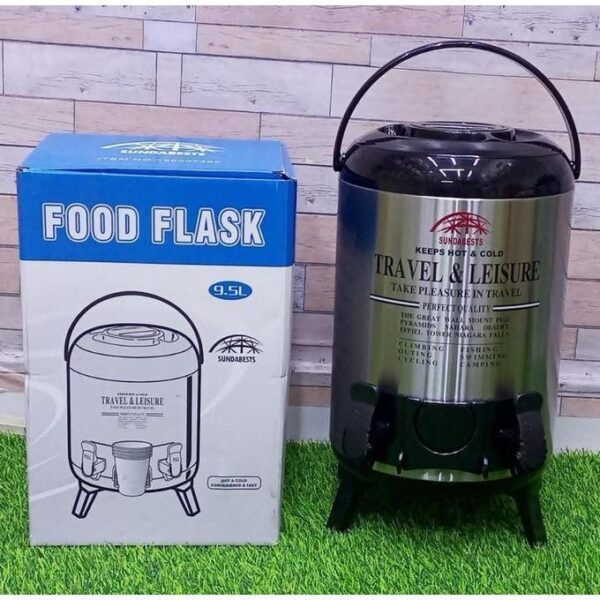 sundabests hot sale travel hot & cold double tap food flask 9.5 l tea urn