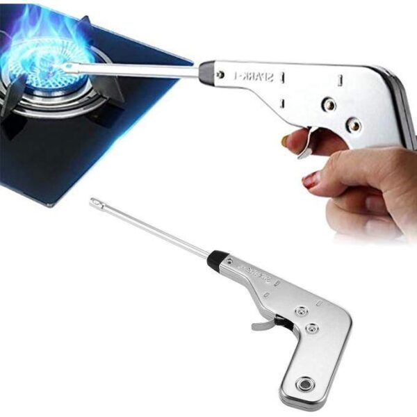 hot sale steel lighter for kitchen gas stove, restaurant use ignite spark long lasting gun shape gas lighters italian style