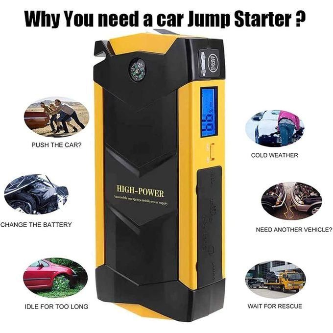 hot sale 12v portable multi function jump starter car jumper starter, mobile phone charger with 2 ports, torch and sos light for all cars