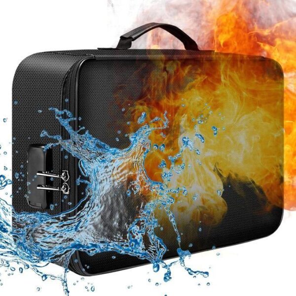 hot sale fireproof document bag with lock zipper closure fire & water resistant money bag storage pouch organizer case home office travel safe bag for documents files money cards passport valuables, multicolor