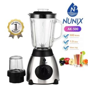 nunix hot sale ak 500 powerful 2 in 1 blender with grinding machine and glass jar 1.5 ltrs