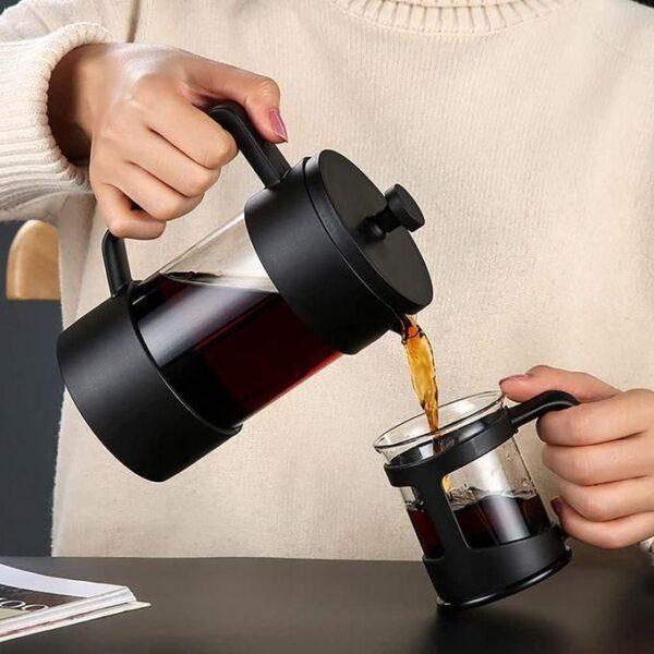 hot sale 600ml french press coffee & tea maker, thickened borosilicate glass coffee press with filter screens, rust free and dishwasher safe, 100% bpa free, multicolor