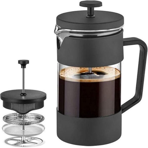 hot sale 600ml french press coffee & tea maker, thickened borosilicate glass coffee press with filter screens, rust free and dishwasher safe, 100% bpa free, multicolor