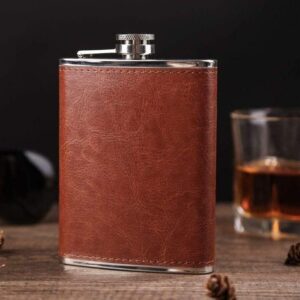 hot sale 200 ml stitched leather hip flask alcoholic beverage holder, multicolor