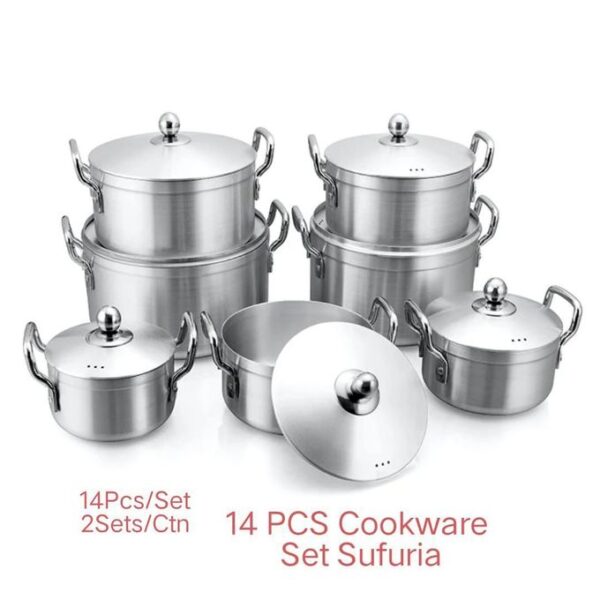 tornado hot sale heavy duty premium aluminum cookware 7 pot sufurias set with 7 lids