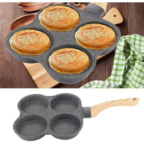 hot sale 4 hole egg frying pan 4 pan non stick frying pan 4 cup egg frying pan stone coating egg cooker pan compatible with all heat sources, for egg burger/breakfast pancake