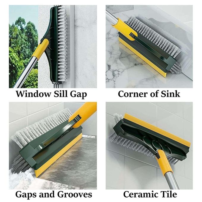 hot sale 3 in 1 stainless steel bathroom cleaning brush with wiper long handle, 120° rotate for tiles, floor scrub, mop accessories for kitchen & bathroom, multicolor hot sale 3 in 1 stainless steel bathroom cleaning brush with wiper long handle, 120° rotate for tiles, floor scrub, mop accessories for kitchen & bathroom, multicolor