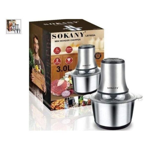 sokany hot sale lb7005a 800 w electric kitchen chopper with 3 l stainless steel bowl, multi chopper with 2 speed levels, meat grinder with 4 blades for meat, onions, fruit, vegetables