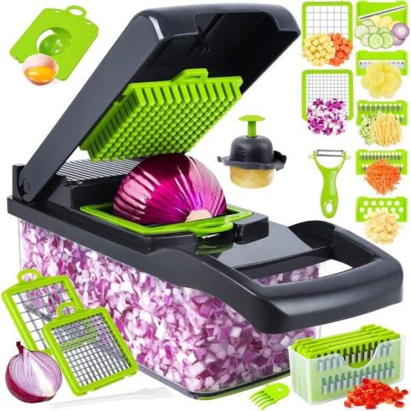 hot sale vegetable chopper slicer 14 in 1 with spice chopper set 7 blades veggie dicer onion fruit cutter