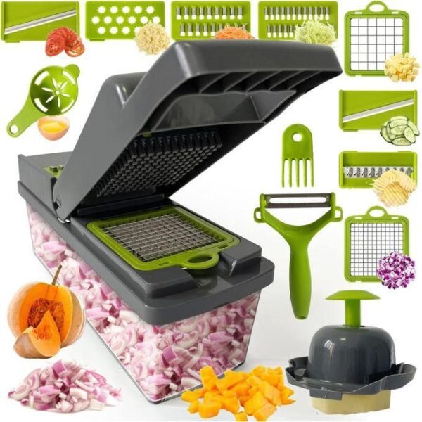 hot sale vegetable chopper slicer 14 in 1 with spice chopper set 7 blades veggie dicer onion fruit cutter