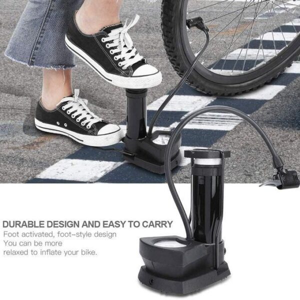 hot sale bike cycle pump portable activated high pressure universal foot air pump with needle extra pressure gauge lightweight pump for motorbike, cars, bicycle, football, balloons, scooter