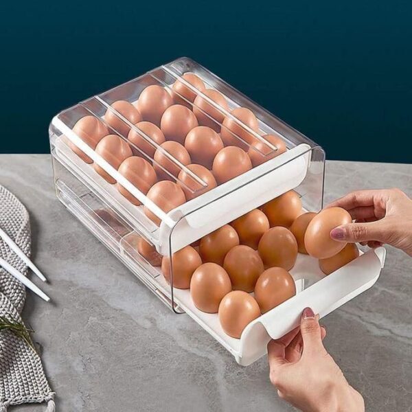 hot sale egg holder for refrigerator 32 grid egg basket double layer egg storage with lids multifunctional food organizer reusable fruit vegetables meal fresh container