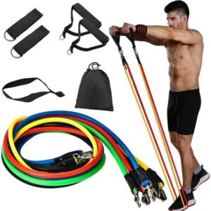 hot sale 11pcs/set yoga tube pull ropes resistance bands cross fit training elastic bands exercise fitness equipment