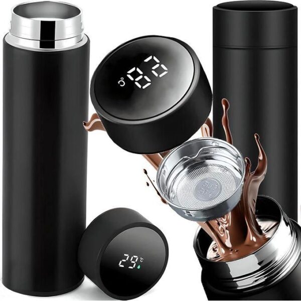 hot sale stainless steel temperature water bottle thermos, double wall vacuum intelligent cup with lcd smart display for office, home, gym, outdoor travel hot and cold drinks, (500 ml, multicolor