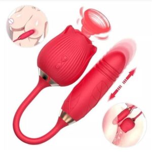 hot sale rose sucker for clitoral stimulation plus thrusting dildo on the other end to hit the gspot at the same time