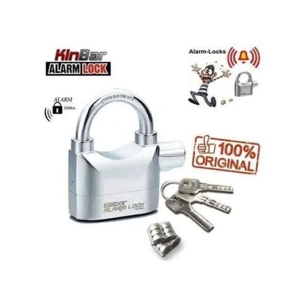 hot sale hardened alarm lock, universal security anti theft padlock 110db siren alarm lock durable aluminum alloy keyed padlock for motorcycle door window, multicolor