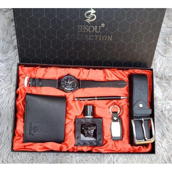 jesou hot sale fashion men's gift set exquisite packaged watch wallet perfume belt pen keyholder, multicolor jesou hot sale fashion men's gift set exquisite packaged watch wallet perfume belt pen keyholder, multicolor