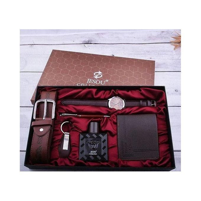 jesou hot sale fashion men's gift set exquisite packaged watch wallet perfume belt pen keyholder, multicolor jesou hot sale fashion men's gift set exquisite packaged watch wallet perfume belt pen keyholder, multicolor