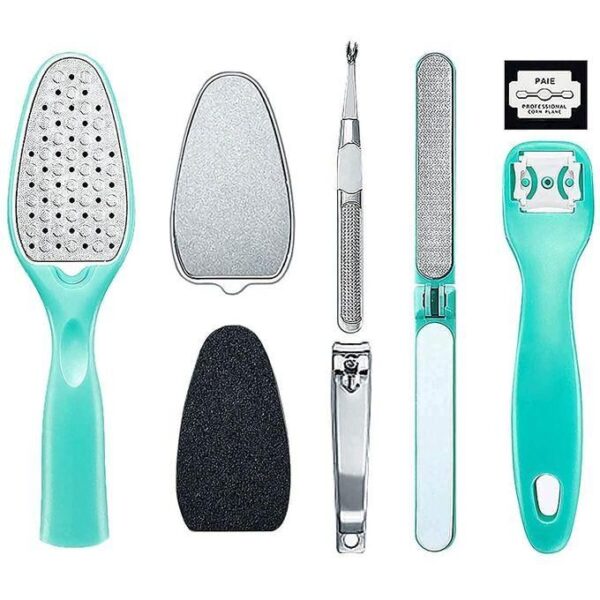 hot sale stainless steel pedicure kit professional exfoliation calluses 7 pcs foot file set for women and men at home or travel or salon to foot care