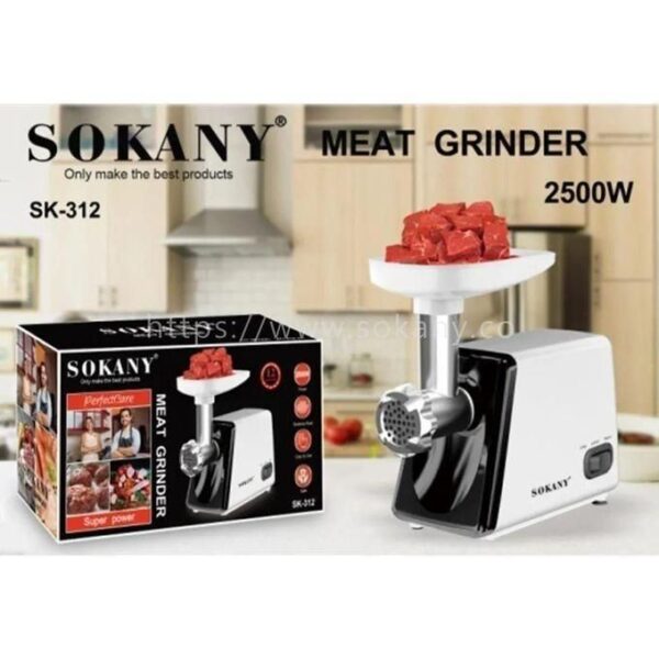 sokany hot sale sk 312 2500w electric meat grinder multi function food processor with kebbe mouthpiece
