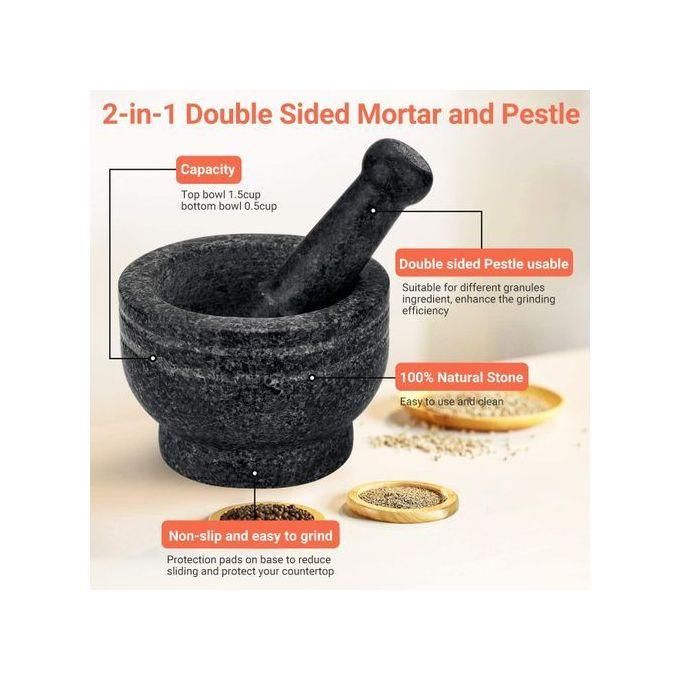 2 in 1 mortar and pestle set double sided, 2 cup capacity, unpolished granite mortar and pestle, food safe for herbs, spices, coffee beans obtain patent protection 2 in 1 mortar and pestle set double sided, 2 cup capacity, unpolished granite mortar and pestle, food safe for herbs, spices, coffee beans obtain patent protection