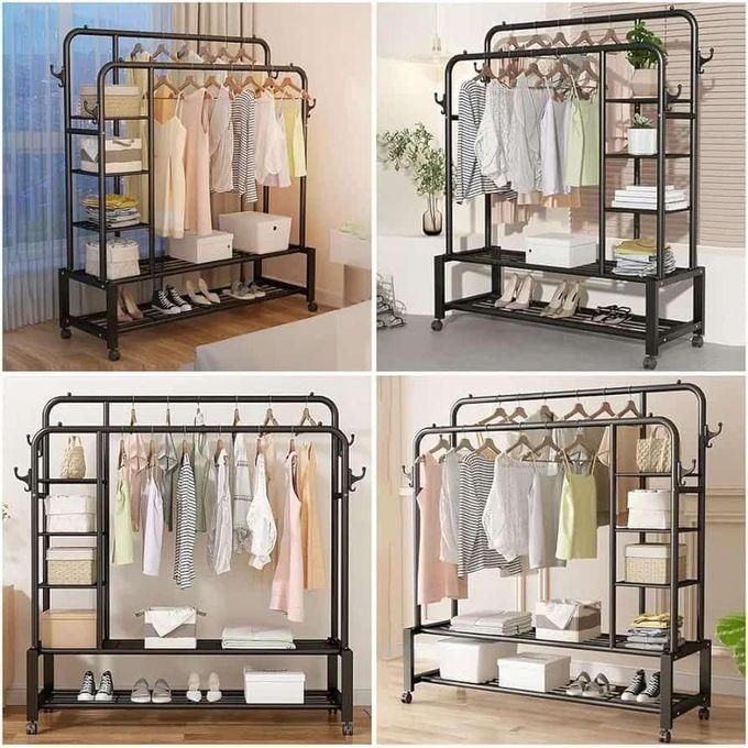 hot sales clothes rail with 4 hooks and storage shelves, heavy duty clothes rack, white clothes rails for bedroom, double garment rack for clothes, coats, bags, shoes, boots hot sales clothes rail with 4 hooks and storage shelves, heavy duty clothes rack, white clothes rails for bedroom, double garment rack for clothes, coats, bags, shoes, boots