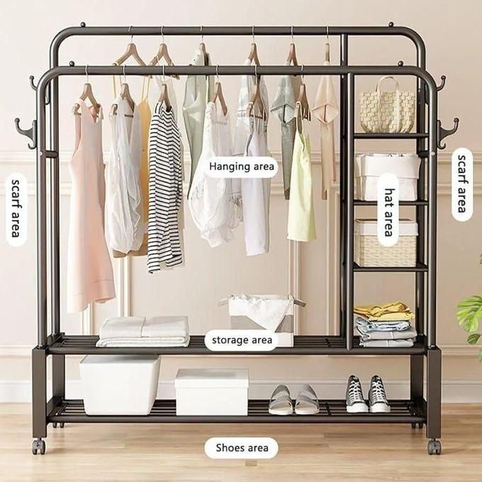 hot sales clothes rail with 4 hooks and storage shelves, heavy duty clothes rack, white clothes rails for bedroom, double garment rack for clothes, coats, bags, shoes, boots hot sales clothes rail with 4 hooks and storage shelves, heavy duty clothes rack, white clothes rails for bedroom, double garment rack for clothes, coats, bags, shoes, boots