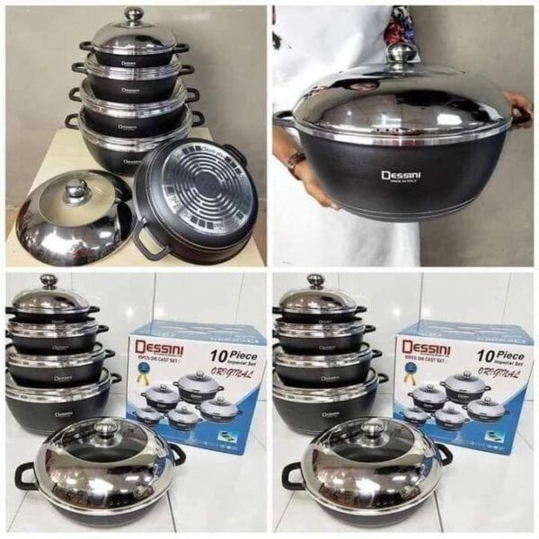 dessini hot sale 10pieces cooking pots non stick cookware set, aluminium die cast cookware set