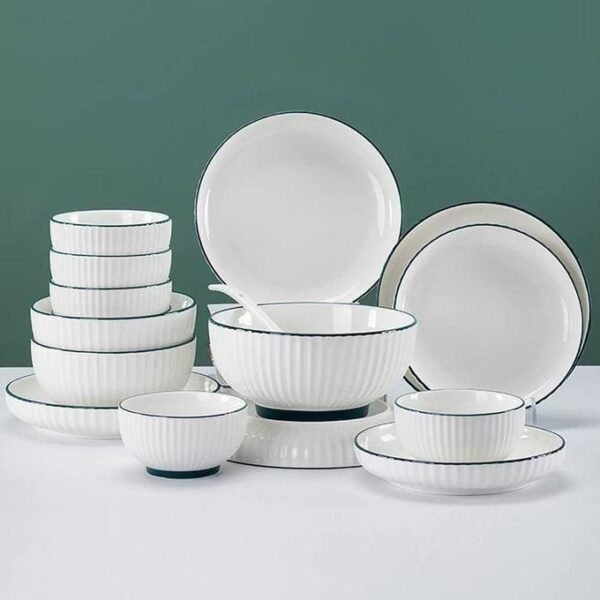 hot sale 24 piece scandinavian style solid color dinnerware sets ceramic plate and bowl set