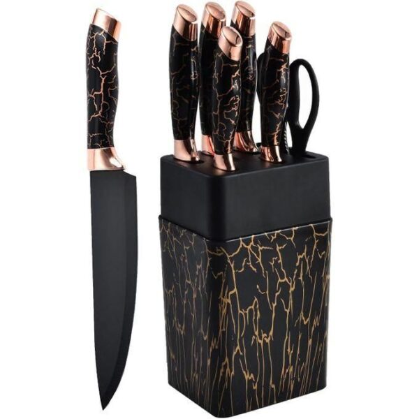hot sale kitchen knife set,7 piece sharp kitchen knives set with ergonomic handle, stainless steel chef knife for chopping, slicing, dicing cutting, multicolor