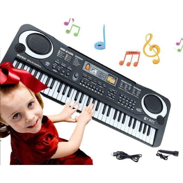 hot sale 61 key digital music piano keyboard for kids, portable electronic musical instrument, multi function keyboard with microphone gifts for boys and girls, kid size ,not standard piano