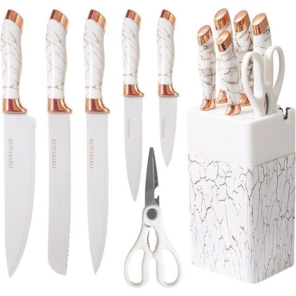 hot sale kitchen knife set,7 piece sharp kitchen knives set with ergonomic handle, stainless steel chef knife for chopping, slicing, dicing cutting, multicolor