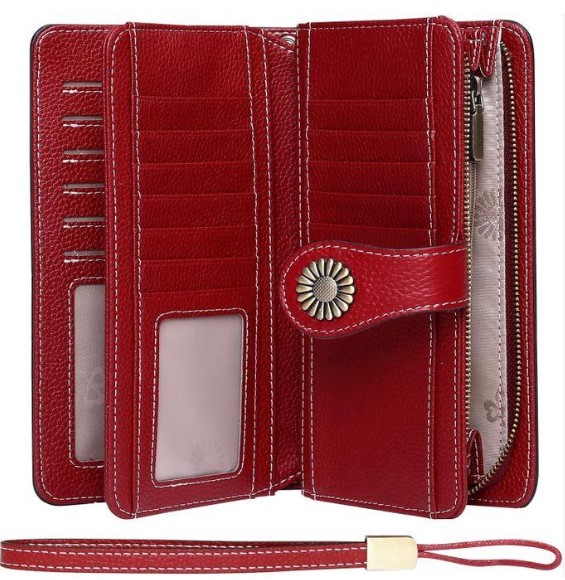 women's wallet genuine leather x ray blocking trifold ladies wallet, women genuine leather credit card holder with rfid blocking large capacity wristlet, large capacity wallet, multicolor