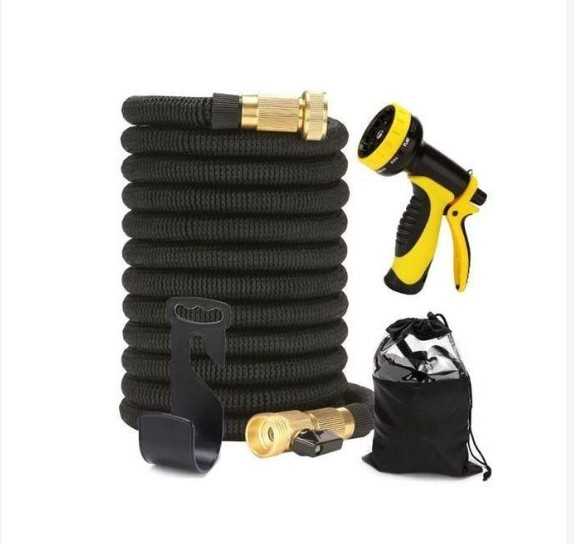 hot sale expandable garden hose, 100ft / 30m no kink gardening flexible hose pipe, 1/2" 3/4" solid brass fittings, 3 times expanding flexible water hose, 10 function spray nozzle with storage bag