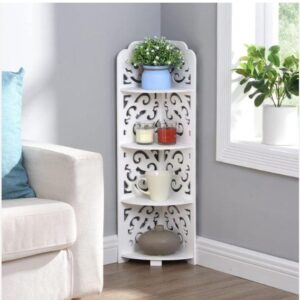 4 tier corner shelf, corner ladder shelf for living room, free standing corner shower rack for bathroom, multipurpose corner shelves unit for small spaces