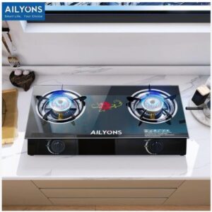 hot sale 2 burner table top gas cooker with a glass top