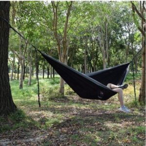 hot sale camping hammock double & single portable hammocks with 2 tree straps, lightweight nylon parachute hammocks for backpacking, travel, beach, backyard, patio, hiking, multicolor